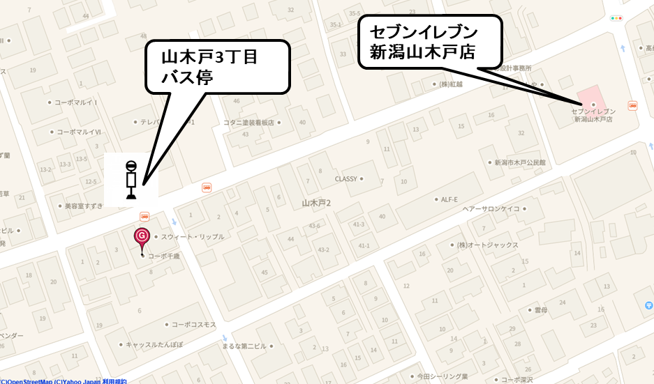 新潟市東区寺山3丁目12：コーポ千歳　地図