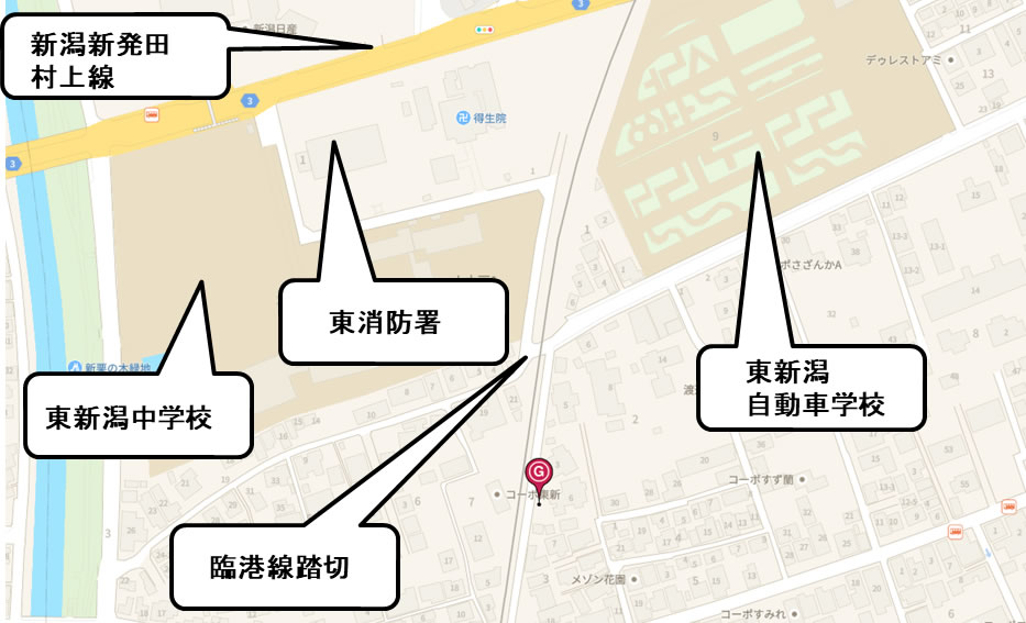 新潟市東区山木戸3丁目：駐車場地図